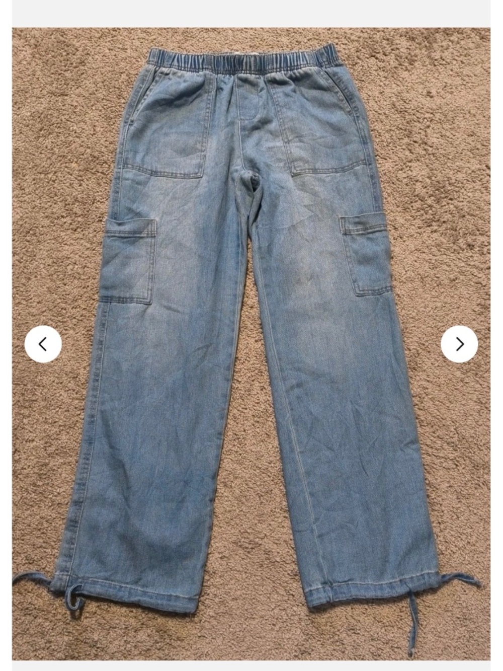 Wide leg pull on cargo jeans